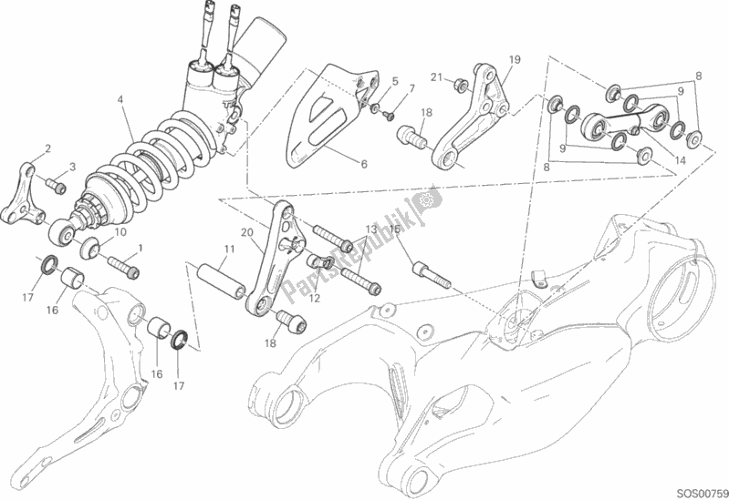 Toutes les pièces pour le Sospensione Posteriore du Ducati Superbike 1299S ABS 2017